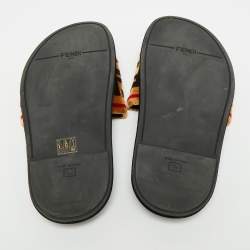 Pre Owned Fendi Size 39 Brown FF Velvet Flat Slide