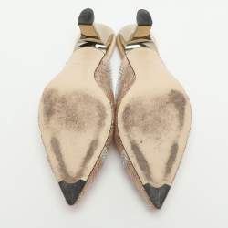 مملوكة مسبقًا Fendi Colibri Embellished Size 40.5 Beige Mesh Mules