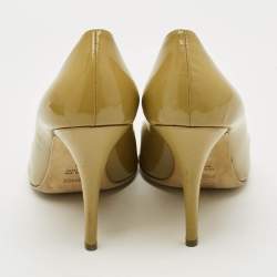 Pre Owned Fendi Fendi logo Size 41 Green Patent Leather Peep Toe Pumps