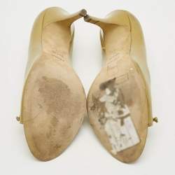 Pre Owned Fendi Fendi logo Size 41 Green Patent Leather Peep Toe Pumps