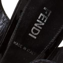 Pre Owned Fendi Black Python Leather Bubble Platform Ankle Strap Sandals Size 36