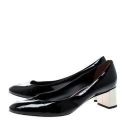 Fendi Black Patent Leather Eloise Round Toe Pumps Size 36