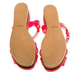 Fendi Red PVC Hydra Crisscross Ankle Strap Platform Sandals Size 37