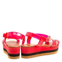 Fendi Red PVC Hydra Crisscross Ankle Strap Platform Sandals Size 37