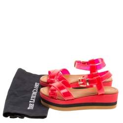 Fendi Red PVC Hydra Crisscross Ankle Strap Platform Sandals Size 37