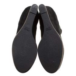 Pre Owned Fendi Black Suede Wedge Heel Ankle Boots Size 40