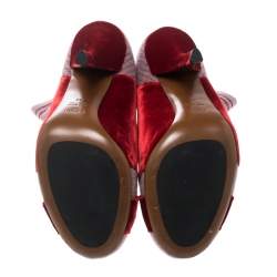 Pre Owned Fendi Red/Purple Velvet and Knitted Fabric Socks Ankle Booties Size 39