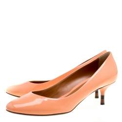 Pre Owned Fendi Peach Patent Leather Pumps Size 40