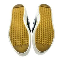 Pre Owned Fendi Black Leather Fflynn Shearling Fur Slip On Sneakers Size 40