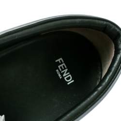 Pre Owned Fendi Black Leather Fflynn Shearling Fur Slip On Sneakers Size 40
