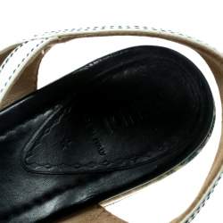 مملوكة مسبقًا Fendi Multicolor Printed Canvas And Leather Trim Platform Wedge Sandals Size 41