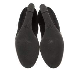 Pre Owned Fendi Black Suede Wedge Heel Ankle Boots Size 39