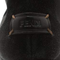 Pre Owned Fendi Black Suede Wedge Heel Ankle Boots Size 39