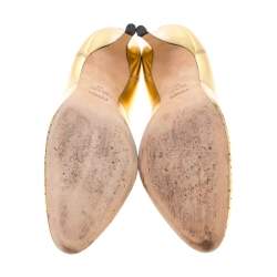 Pre Owned Fendi Metallic Gold Leather Wing Tip Pumps Size 41