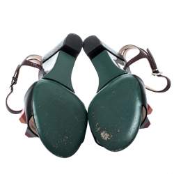 Pre Owned Fendi Multicolor Lizard Embossed And Leather Fantasia Studded Ankle Strap Sandals Size 35