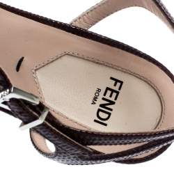 Pre Owned Fendi Multicolor Lizard Embossed And Leather Fantasia Studded Ankle Strap Sandals Size 35