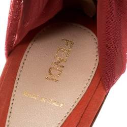 Fendi Orange Chiffon/Suede Wrap Flat Sandals Size 39