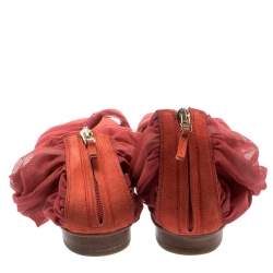 Fendi Orange Chiffon/Suede Wrap Flat Sandals Size 39