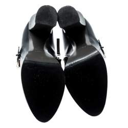 Pre Owned Fendi Indigo Blue Leather Ankle Booties Size 38