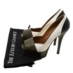 Pre Owned Fendi Multicolor Lizard Leather Fendista Peep Toe Platform Pumps Size 39