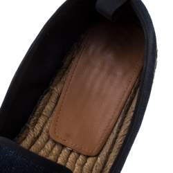 Pre Owned Fendi Indigo Dark Wash Denim Junia Patent Leather Cap Toe Espadrilles Size 37.5