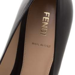 Pre Owned Fendi Black Leather Pointed Toe Pumps Size 38.5
