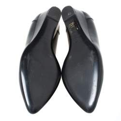 Pre Owned Fendi Black Leather Pointed Toe Wedge Pumps Size 38.5