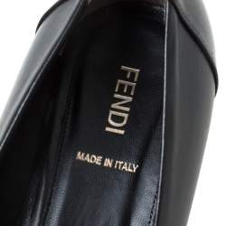 Pre Owned Fendi Black Leather Pointed Toe Wedge Pumps Size 38.5