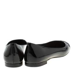 Pre Owned Fendi Black Patent Leather Ballet Flats Size 38.5
