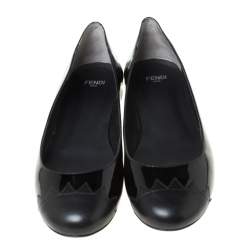 Pre Owned Fendi Black Patent Leather Ballet Flats Size 38.5
