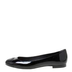 Pre Owned Fendi Black Patent Leather Ballet Flats Size 38.5