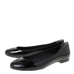 Pre Owned Fendi Black Patent Leather Ballet Flats Size 38.5