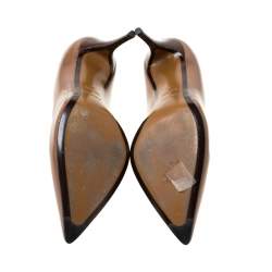 Pre Owned Fendi Brown Patent Leather Pointed Toe Pumps Size 38