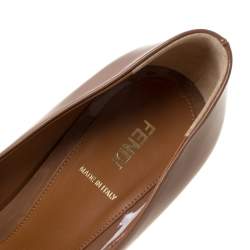 Pre Owned Fendi Brown Patent Leather Pointed Toe Pumps Size 38