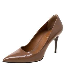 Pre Owned Fendi Brown Patent Leather Pointed Toe Pumps Size 38
