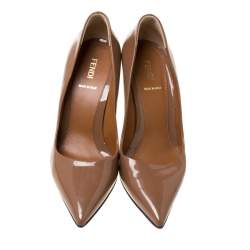 Pre Owned Fendi Brown Patent Leather Pointed Toe Pumps Size 38