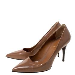 Pre Owned Fendi Brown Patent Leather Pointed Toe Pumps Size 38