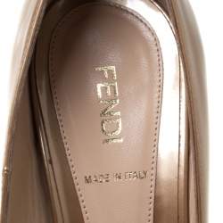 Pre Owned Fendi Beige Patent Leather Zucchino Heel Peep Toe Platform Pumps Size 40.5