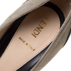 Pre Owned Fendi Black/Grey Suede and Leather Platform Pumps Size 35