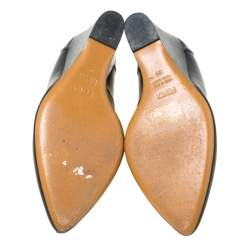 Pre Owned Fendi Black Leather Pointed Toe Wedge Pumps Size 39