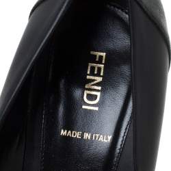 Pre Owned Fendi Black Leather Pointed Toe Wedge Pumps Size 39