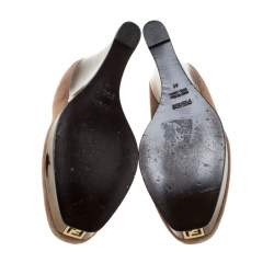 Pre Owned Fendi Brown Suede Platform Wedge Pumps Size 41
