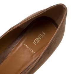 Pre Owned Fendi Brown Suede Platform Wedge Pumps Size 41