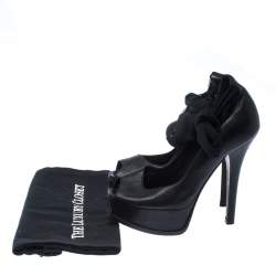 Pre Owned Fendi Black Leather Ankle Warp Peep Toe Pumps Size 36.5