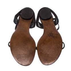 Pre Owned Fendi Brown Leather T Strap Flat Sandals Size 41