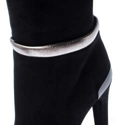 Pre Owned Fendi Black Suede Leather Platform Knee Length Boots Size 37.5