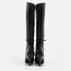 Fendi Black Leather Pointed Toe Knee Length Boots Size 40