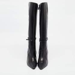 Fendi Black Leather Pointed Toe Knee Length Boots Size 40