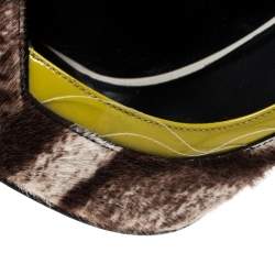 Pre Owned Fendi Brown/Beige Printed Pony Hair And Patent Leather Trim Pointed Toe Pumps Size 36