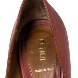 Pre Owned Fendi Coral Pink Leather Fendista Peep Toe Platform Pumps Size 38